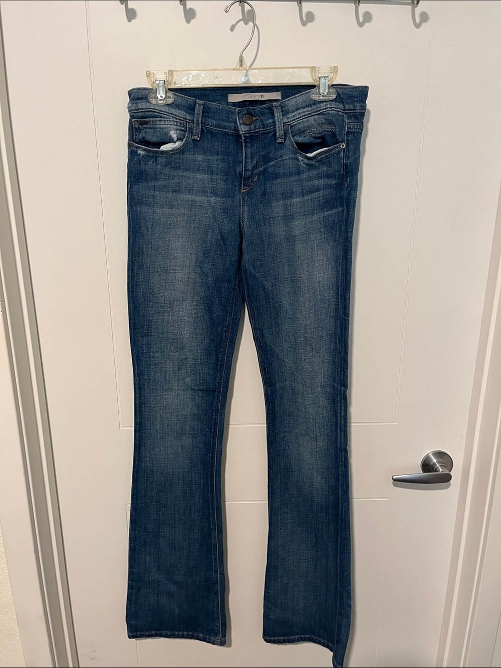 Joe’s Jeans Dark Blue Factory Intentional Distressed Denim Pockets Bootcut Jeans